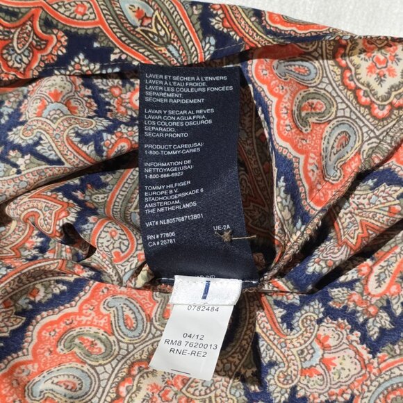 Tommy Hilfiger Womens Paisley Peplum Top Large Tie Back Belted Boho Chic Western - Picture 10 of 12